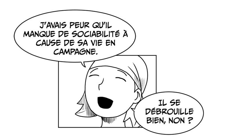 Le webtoon David aborde la difficulté à sociabiliser pour des enfants d'agriculteurs.
