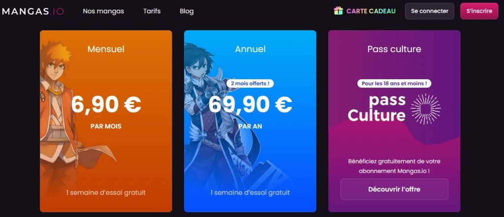 La plateforme Mangas IO s'apparente, à l'instar d'Izneo, à un Netflix de la lecture numérique.