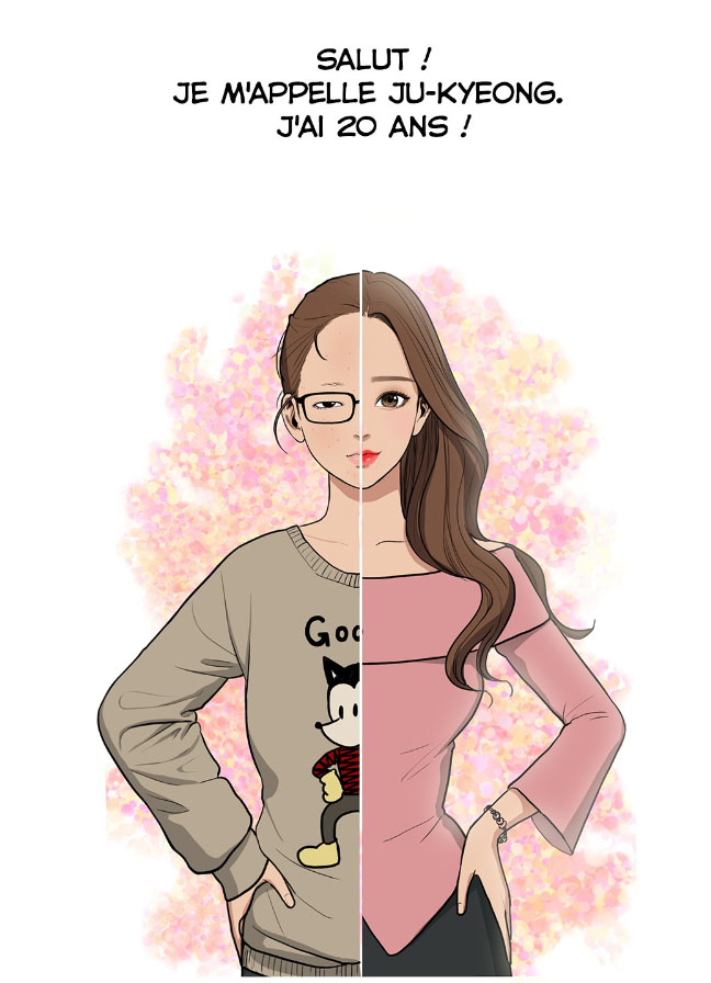 Ju_Kyeong du Webtoon True Beauty avec et sans maquillage