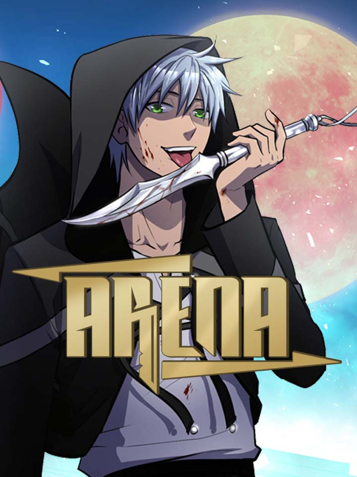 Gabriel du Webtoon Arena tiens une dague devant la lune